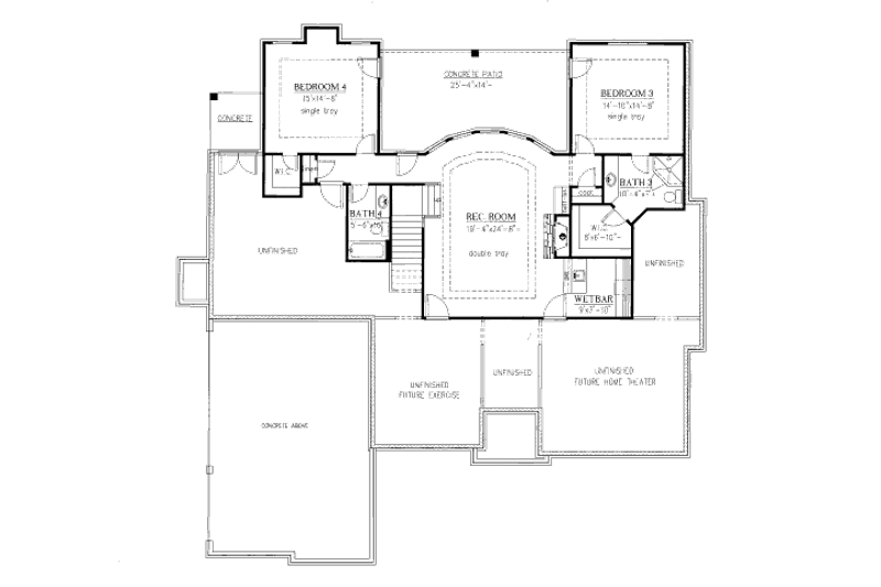 Home Plan - Floor Plan - Lower Floor for European House Plan #437-48 - 4 bed, 4 bath