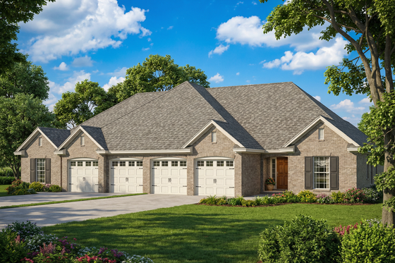 Exterior - Front Elevation 3 for European House Plan #17-1080 - 3 bed, 2 bath