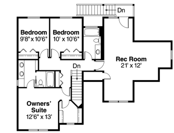 Architectural House Design - Craftsman Floor Plan - Upper Floor Plan #124-623