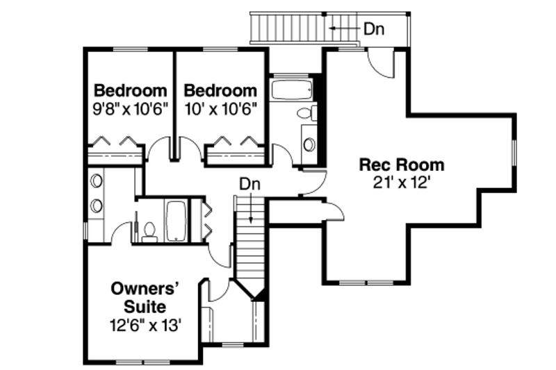 Home Plan - Floor Plan - Upper Floor for Craftsman House Plan #124-623 - 3 bed, 2.5 bath