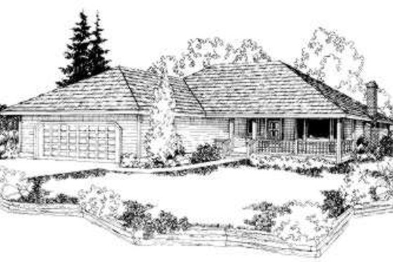 Exterior - Front Elevation for Traditional House Plan #303-285 - 3 bed, 2 bath