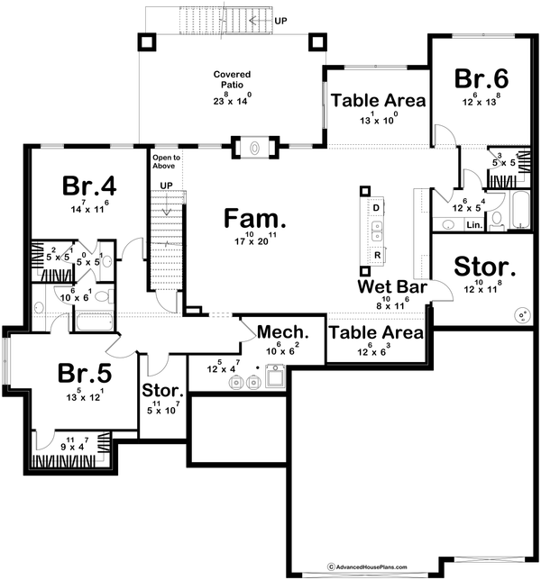 Architectural House Design - Prairie Floor Plan - Lower Floor Plan #455-335
