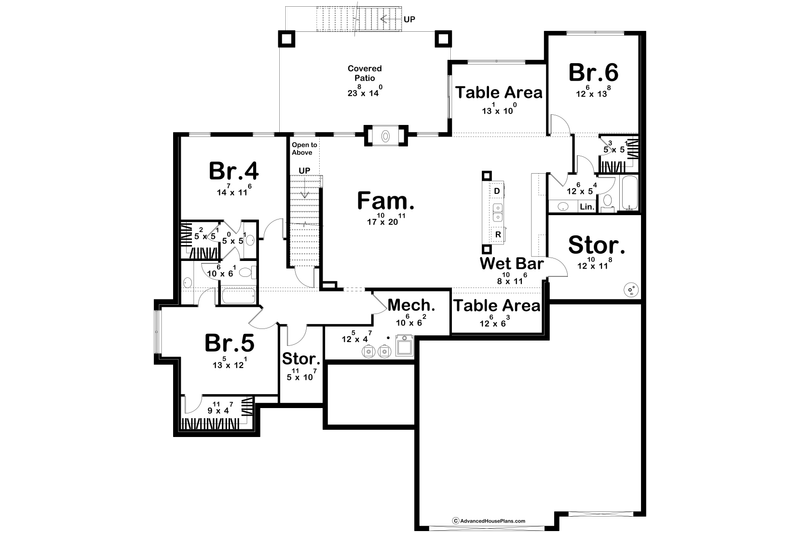Architectural House Design - Floor Plan - Lower Floor for Prairie House Plan #455-335 - 3 bed, 2.5 bath