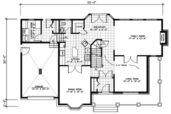Floor Plan - Main Floor for Country House Plan #138-299 - 4 bed, 2.5 bath