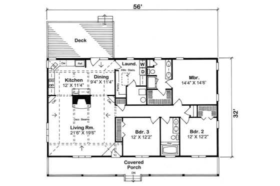 Ranch style Plan 312-875 main floor