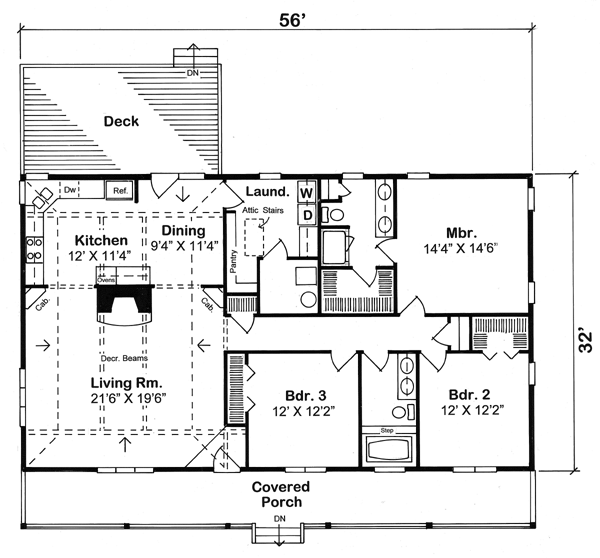 Ranch style Plan 312-875 main floor