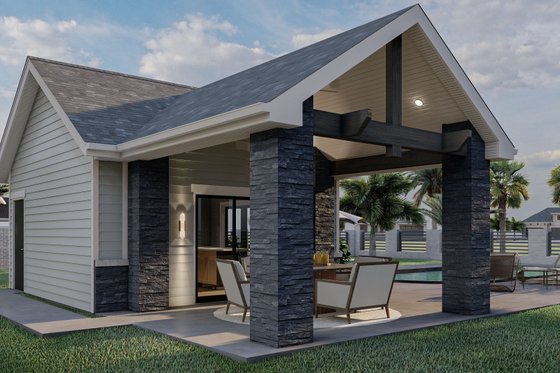 Exterior - Rear Elevation for Beach House Plan #455-283, 1 bath