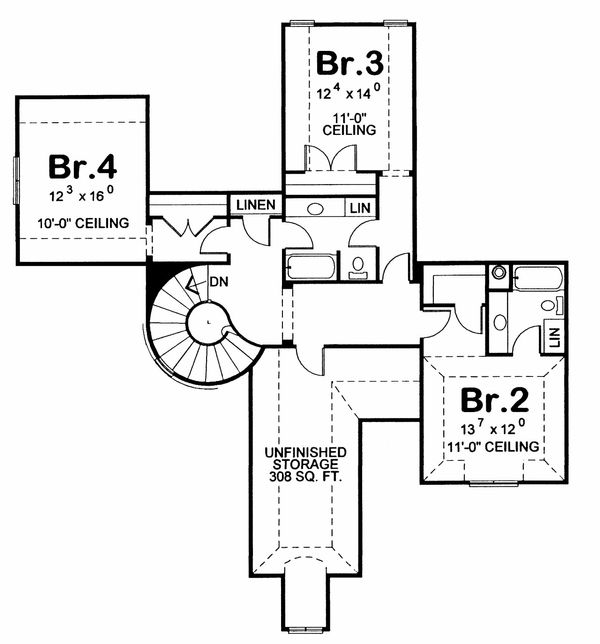 Architectural House Design - European Floor Plan - Upper Floor Plan #20-2158