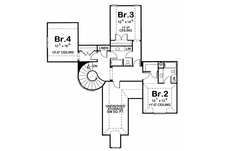 Home Plan - Floor Plan - Upper Floor for European House Plan #20-2158 - 4 bed, 4 bath