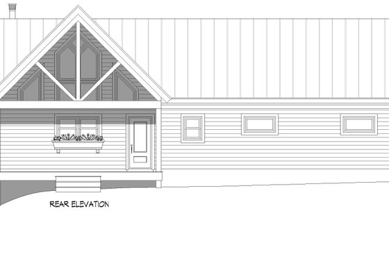 Exterior - Rear Elevation for Cabin House Plan #932-1023 - 2 bed, 2 bath