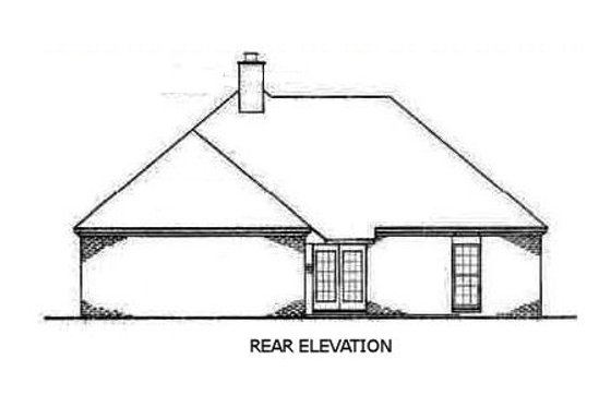 Exterior - Rear Elevation for Mediterranean House Plan #45-236 - 3 bed, 2 bath