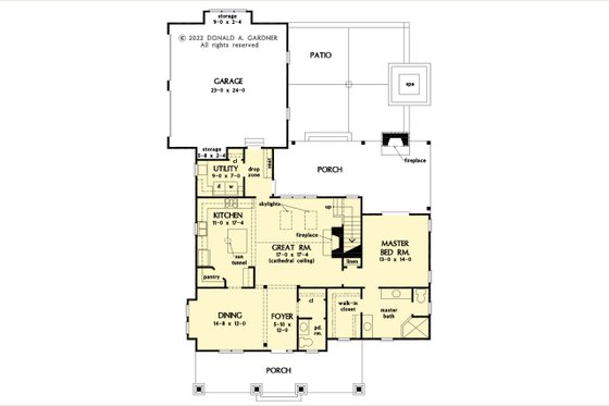 Floor Plan - Main Floor for Bungalow House Plan #929-1166 - 3 bed, 2.5 bath