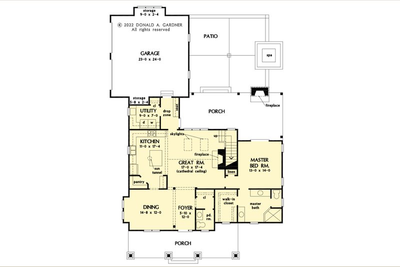 Architectural House Design - Floor Plan - Main Floor for Bungalow House Plan #929-1166 - 3 bed, 2.5 bath