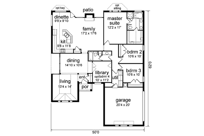 Home Plan - Floor Plan - Main Floor for Traditional House Plan #84-455 - 3 bed, 2 bath