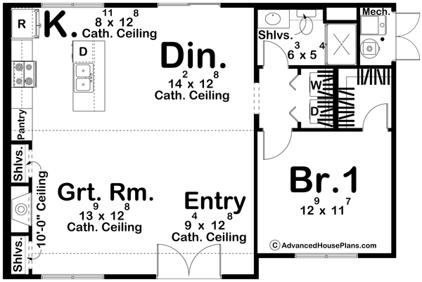 Home Plan - Floor Plan - Main Floor for Traditional House Plan #455-801 - 1 bed, 1 bath
