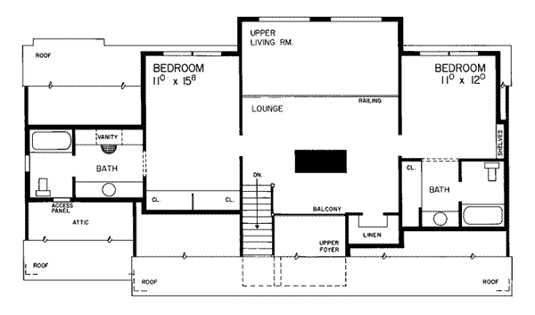 Home Plan - Traditional Floor Plan - Upper Floor Plan #72-300