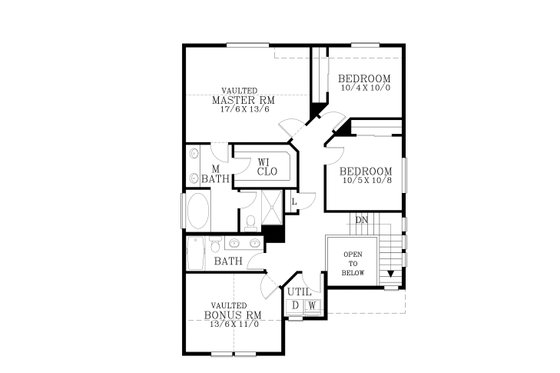 Floor Plan - Upper Floor for Craftsman House Plan #53-503 - 3 bed, 2.5 bath