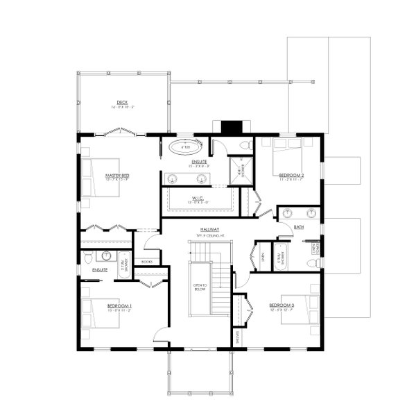 Home Plan - Traditional Floor Plan - Upper Floor Plan #1114-94