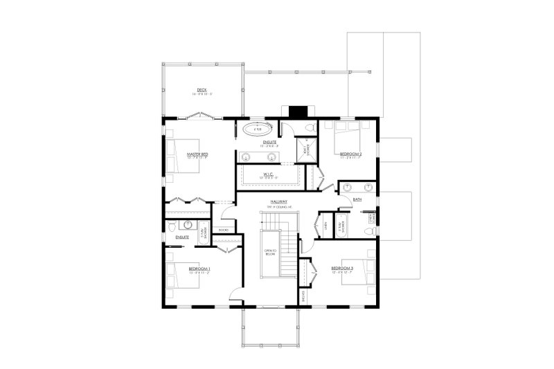 House Blueprint - Floor Plan - Upper Floor for Traditional House Plan #1114-94 - 4 bed, 3.5 bath