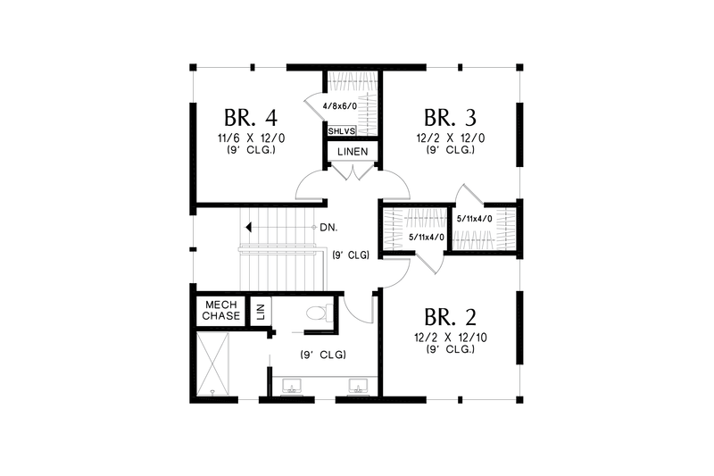 House Design - Floor Plan - Upper Floor for Contemporary House Plan #48-1151 - 4 bed, 2.5 bath