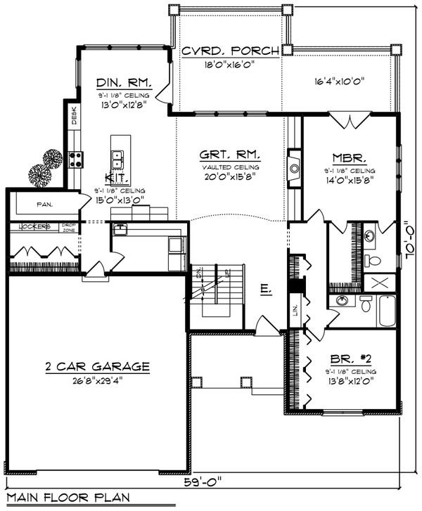 Dream House Plan - Craftsman Floor Plan - Main Floor Plan #70-1251