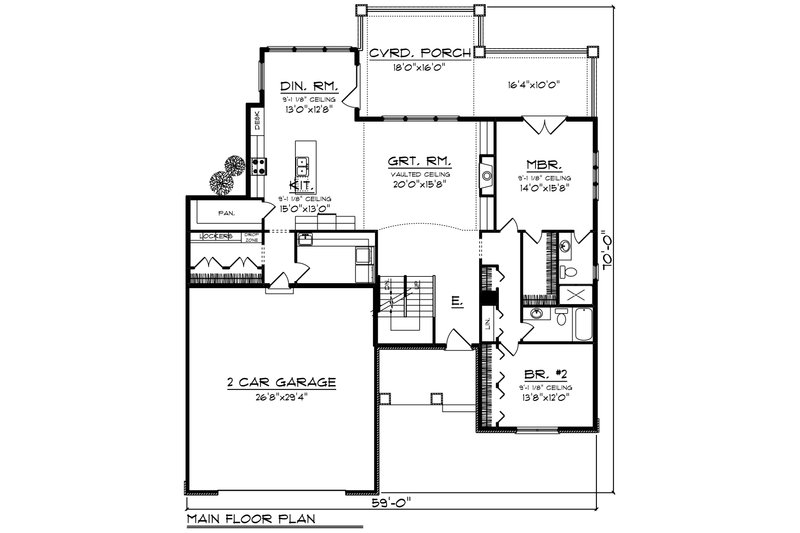 Home Plan - Floor Plan - Main Floor for Craftsman House Plan #70-1251 - 4 bed, 4 bath