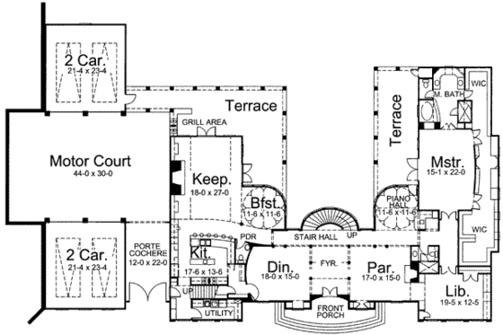 Floor Plan - Main Floor for European House Plan #119-188 - 5 bed, 6.5 bath