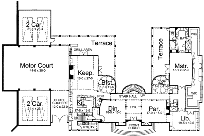 Architectural House Design - Floor Plan - Main Floor for European House Plan #119-188 - 5 bed, 6.5 bath