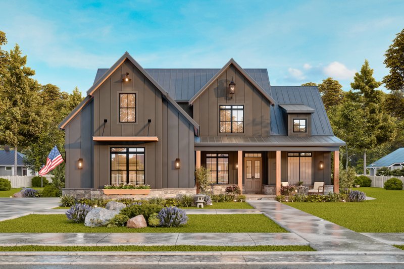 Architectural House Design - Exterior - Front Elevation 5 for Farmhouse House Plan #119-433 - 3 bed, 3.5 bath