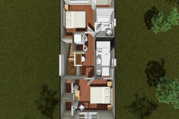 Home Plan - Floor Plan - Upper Floor 1 for Cottage House Plan #513-2487 - 2 bed, 2.5 bath