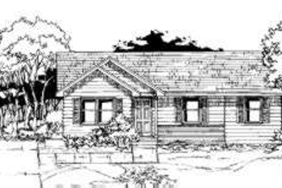 Exterior - Front Elevation for Ranch House Plan #334-102 - 3 bed, 1 bath