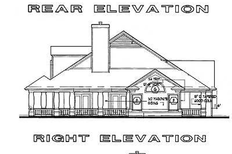 Architectural House Design - Exterior - Rear Elevation for Country House Plan #120-147 - 3 bed, 2 bath