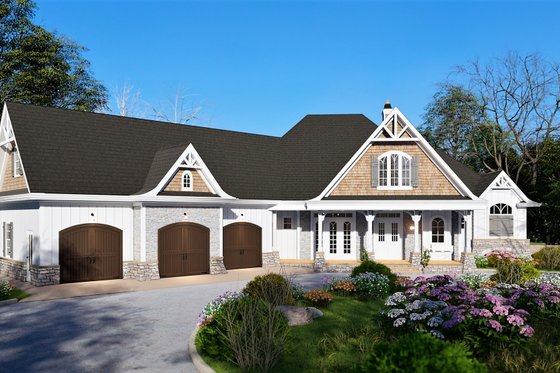 Exterior - Front Elevation 3 for Craftsman House Plan #54-381 - 4 bed, 3.5 bath