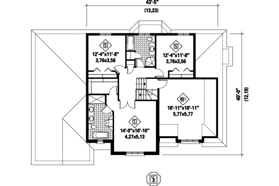 Floor Plan - Upper Floor for Traditional House Plan #25-4610 - 4 bed, 3 bath