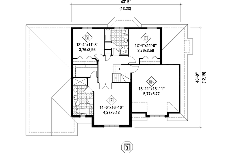 Dream House Plan - Floor Plan - Upper Floor for Traditional House Plan #25-4610 - 4 bed, 3 bath