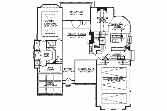 Floor Plan - Main Floor for European House Plan #119-237 - 4 bed, 4 bath