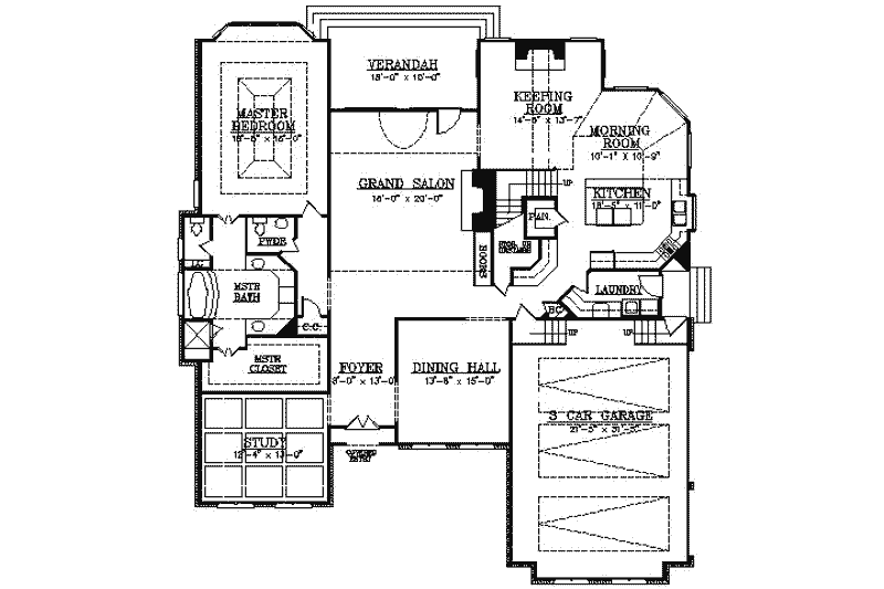 Home Plan - Floor Plan - Main Floor for European House Plan #119-237 - 4 bed, 4 bath