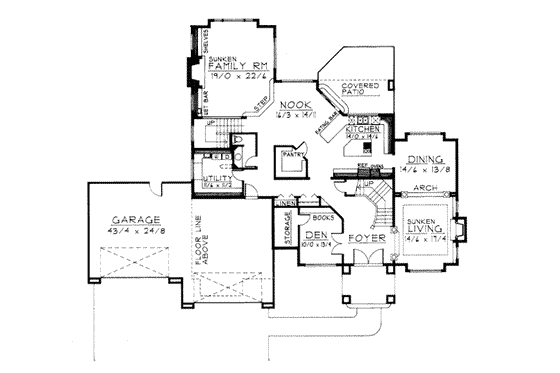 Floor Plan - Main Floor for European House Plan #93-212 - 4 bed, 3.5 bath