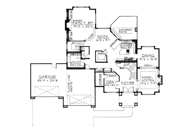 Home Plan - Floor Plan - Main Floor for European House Plan #93-212 - 4 bed, 3.5 bath