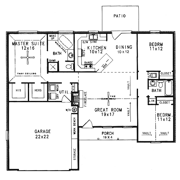 Architectural House Design - Mediterranean Floor Plan - Main Floor Plan #14-130