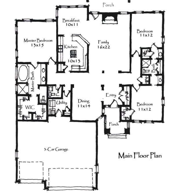 Craftsman Floor Plan - Main Floor Plan #921-22