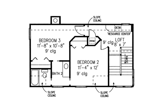 Floor Plan - Upper Floor for Country House Plan #410-305 - 3 bed, 2.5 bath