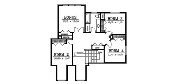 Traditional Floor Plan - Upper Floor Plan #102-205