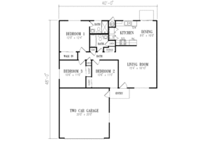 Floor Plan - Main Floor for Ranch House Plan #1-179 - 3 bed, 2 bath