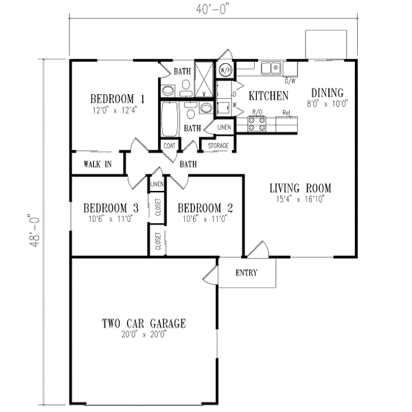Architectural House Design - Ranch Floor Plan - Main Floor Plan #1-179
