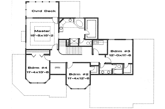 Floor Plan - Upper Floor for Traditional House Plan #6-138 - 4 bed, 2.5 bath