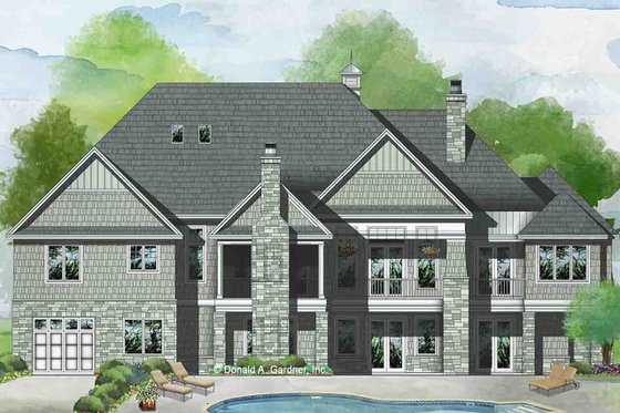 Exterior - Rear Elevation 2 for Traditional House Plan #929-1042 - 5 bed, 5 bath