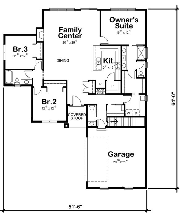 Home Plan - Craftsman Floor Plan - Main Floor Plan #20-2334