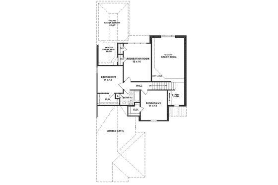 Floor Plan - Upper Floor for European House Plan #81-271 - 4 bed, 3 bath
