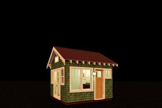 Exterior - Front Elevation for Craftsman House Plan #917-18, 0.5 bath